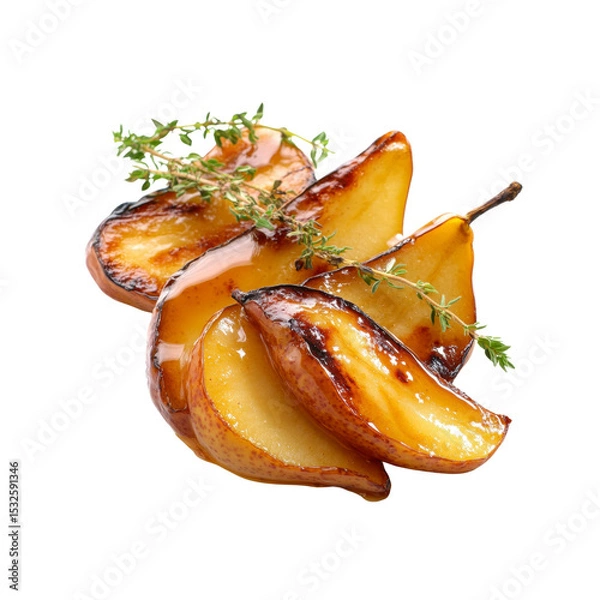 Fototapeta Delicious Glazed Roasted Pears with Thyme