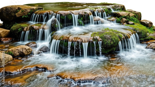 Obraz Waterfall PNG, waterfall PNG transparent images, waterfall in the forest, waterfall white isolated background