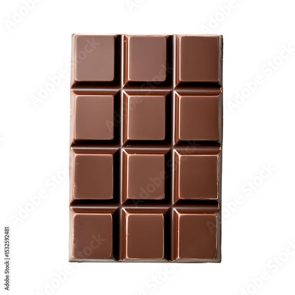 Fototapeta A dark chocolate bar isolated on transparent background
