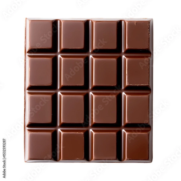 Fototapeta A dark chocolate bar isolated on transparent background