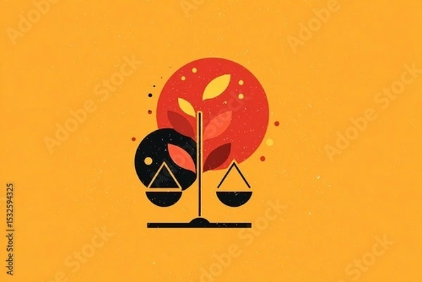 Obraz Autumn Equinox in falling leaves symmetry and seasonal balance
