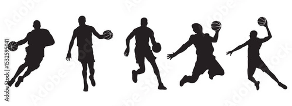 Obraz Five Silhouette man playing basketball