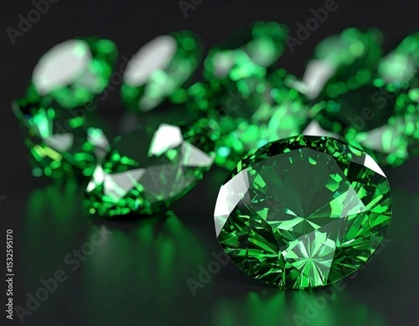 Fototapeta Emerald gems on dark background