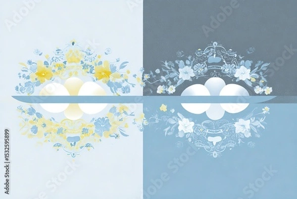 Obraz Spring Equinox themed minimal vector with floral balance elements
