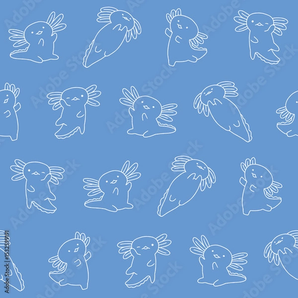 Obraz Outline Vector Axolotl Pattern Illustration Seamless for Wallpaper Background Cover Packaging