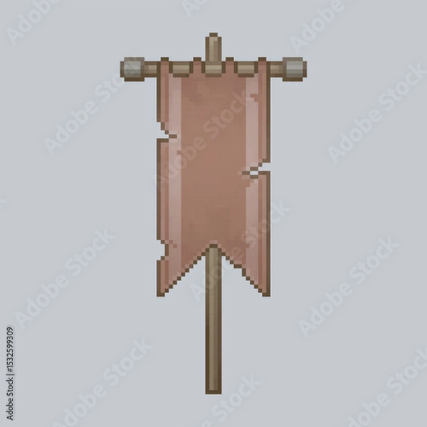 Fototapeta red rusted flag in pixel art style