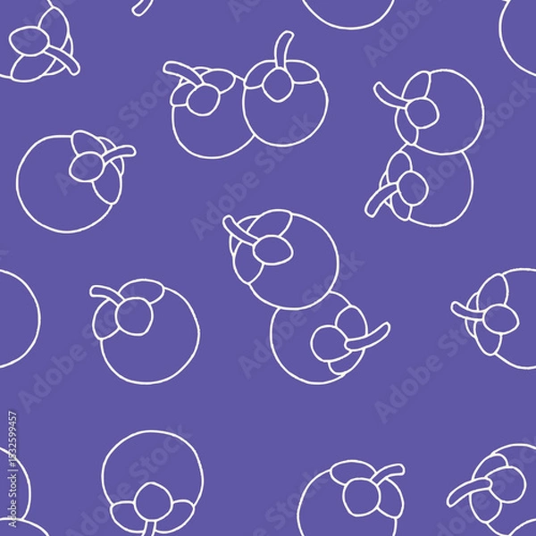 Obraz Outline Vector Mangosteen Pattern Repeat Seamless for Wallpaper Background Cover Packaging