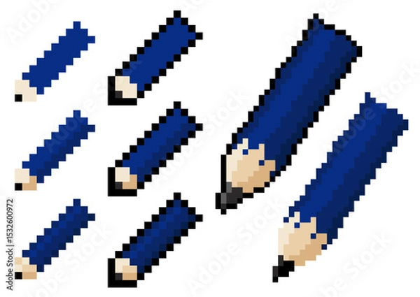 Obraz ドットで描いた青い鉛筆のセット