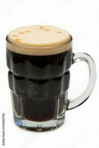Obraz Dark Beer Delight: A close-up shot showcases a glass of rich, dark beer with a frothy, creamy head, inviting a moment of refreshment and sensory indulgence.