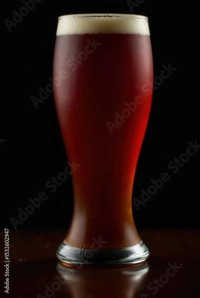 Obraz Golden Brew in Glass: A full, radiant glass of amber beer, meticulously crafted with exquisite detail, showcasing the drink's inviting color, rich texture.