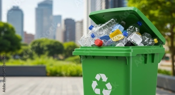 Obraz trash can with plastic waste
