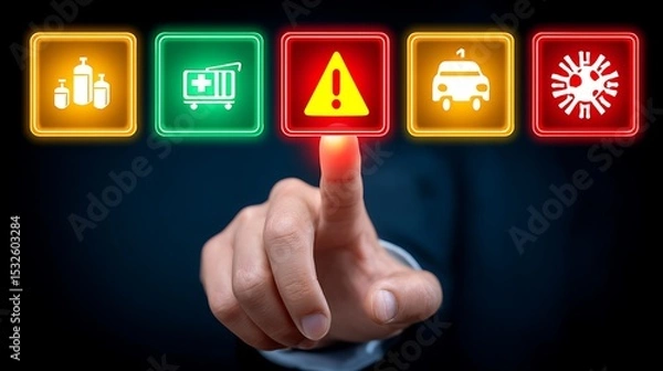 Fototapeta Interactive Digital Interface with Emergency Options