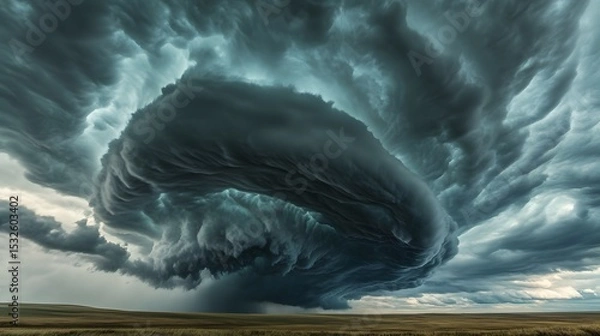 Obraz Dramatic storm clouds over a vast plain.