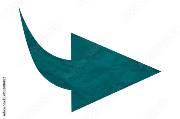 Fototapeta Green crumpled paper arrow isolated on transparent background