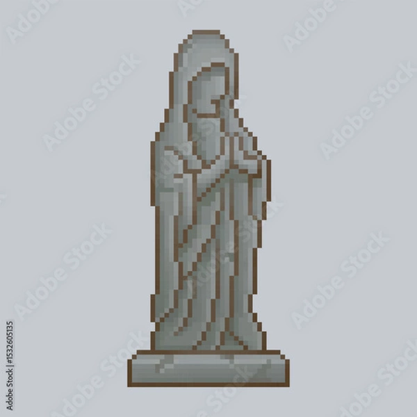 Fototapeta praying figure statue in pixel art style