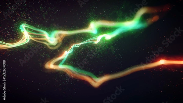 Fototapeta Abstract Neon Lights Trail Background/ Illustration of colorful and vivid swirling lights trail wallpaper and glowing particles