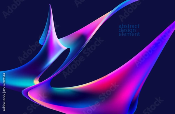 Obraz Abstract liquid holographic gradient shape. 3D Vector design element.