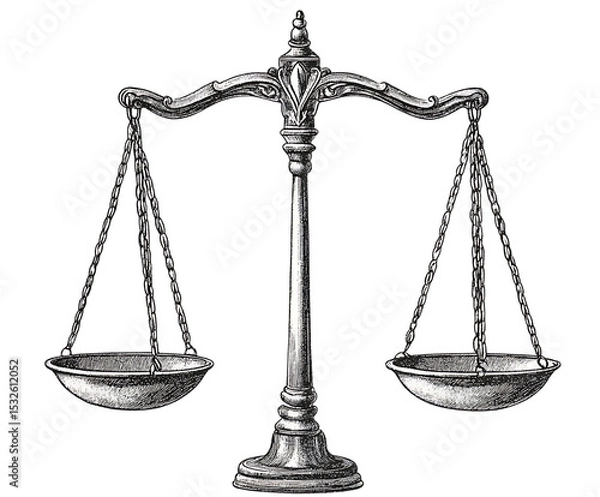 Fototapeta Scales of justice isolated on transparent background
