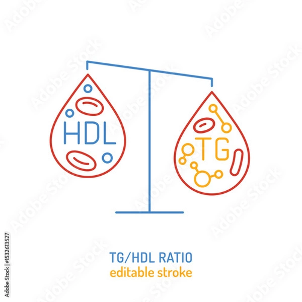 Fototapeta Lipid profile TH to HDL icon, pictogram. Outline vector illustration.