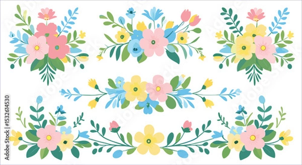 Fototapeta seamless pattern with colorful flowers