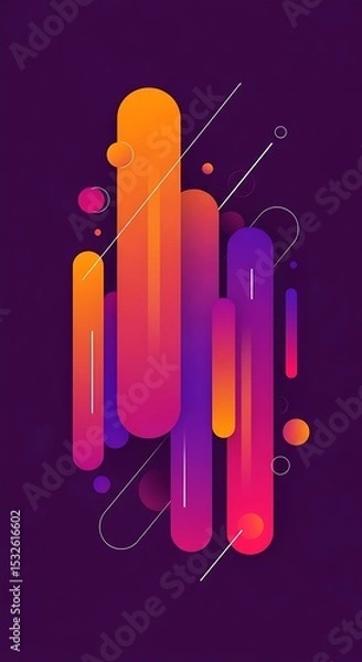 Obraz Funky abstract visual with glowing orange, pink, and purple elements, perfect for creative projects