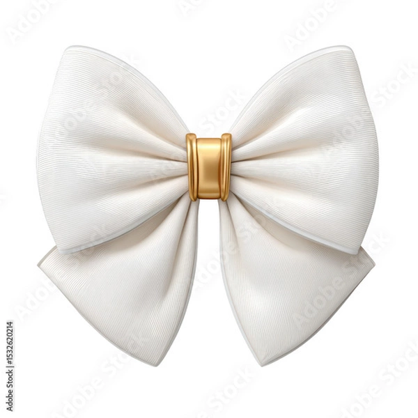 Obraz Elegant White Ribbon Bow with Gold Accent for Stylish Decoration and Craft Projects