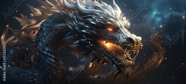 Fototapeta Galaxy Version of lotus dragon world, ai generative