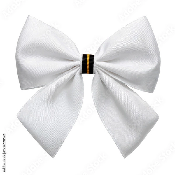 Obraz Elegant White Bow with Black and Yellow Stripe for Festive Decorations and Fashion Accessories