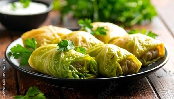 Fototapeta Cabbage rolls on a plate
