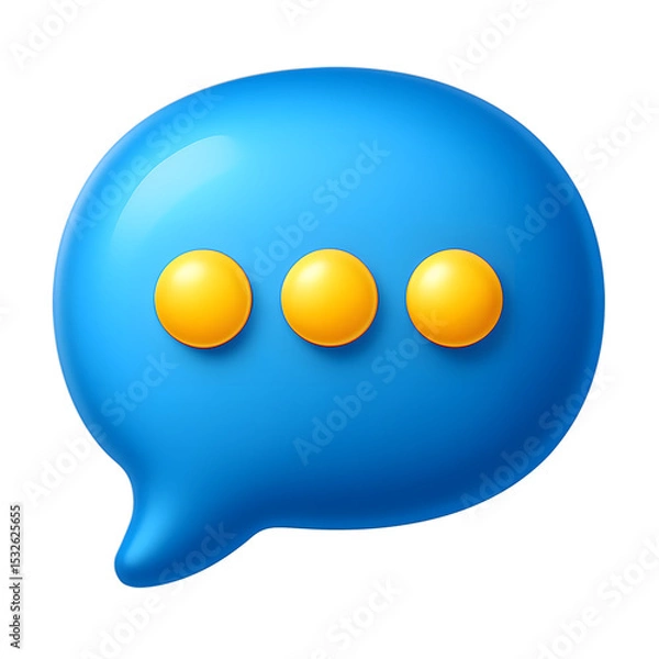 Fototapeta Blue speech bubble with three yellow dots isolated on transparent background