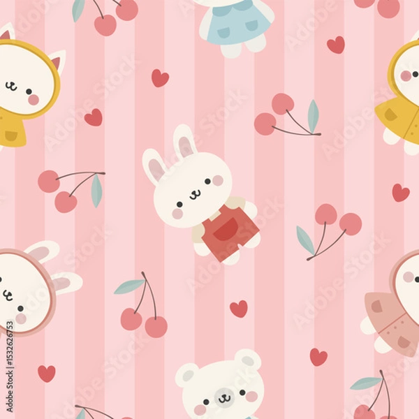 Obraz Animals Cute Seamless Pattern, adorable design for kids, vector illustration