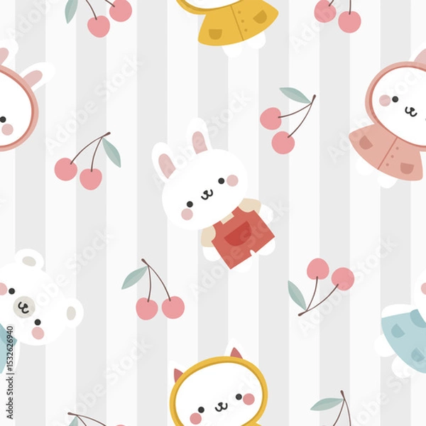 Obraz Animals Cute Seamless Pattern, adorable design for kids, vector illustration