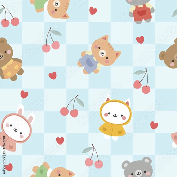 Obraz Animals Cute Seamless Pattern, adorable design for kids, vector illustration