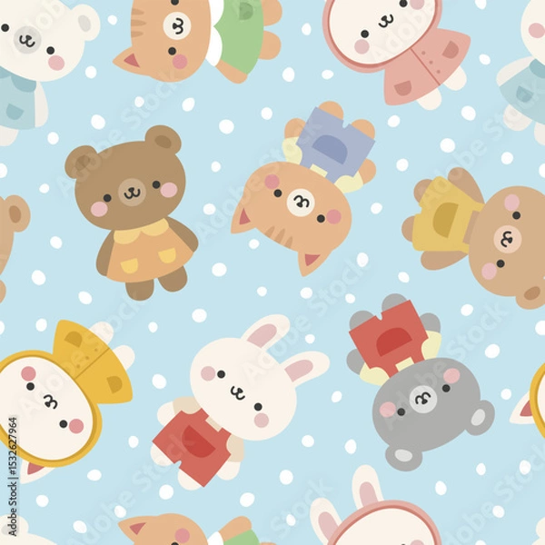 Obraz Animals Cute Seamless Pattern, adorable design for kids, vector illustration