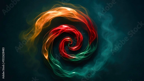 Fototapeta Gemstone spiral vortex, vibrant swirling colors in fantasy abstract digital art