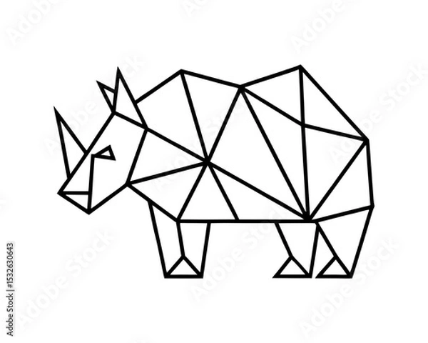Fototapeta Geometric rhino vector illustration low poly animal design