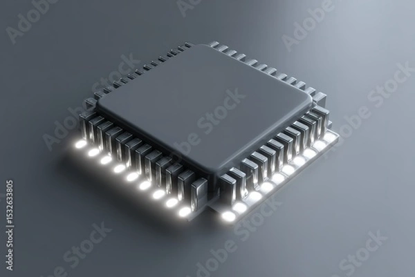 Fototapeta Modern computer chip showcasing innovative technology with illuminated connections on a sleek surface