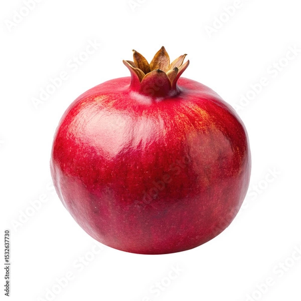 Fototapeta Beautiful and vibrant whole pomegranate fruit against a crisp white background
