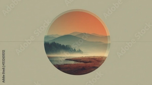 Fototapeta Serene Landscape Design Featuring Gentle Mountains at Dusk