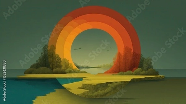 Fototapeta Vibrant Abstract Landscape with Circular Color Gradients
