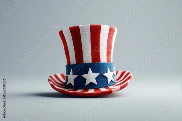 Fototapeta Simplified Creative of a Red and White Striped Hat with Stars