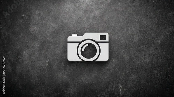 Fototapeta Minimalist Creative Design Banner with Camera Icon on Dark Background