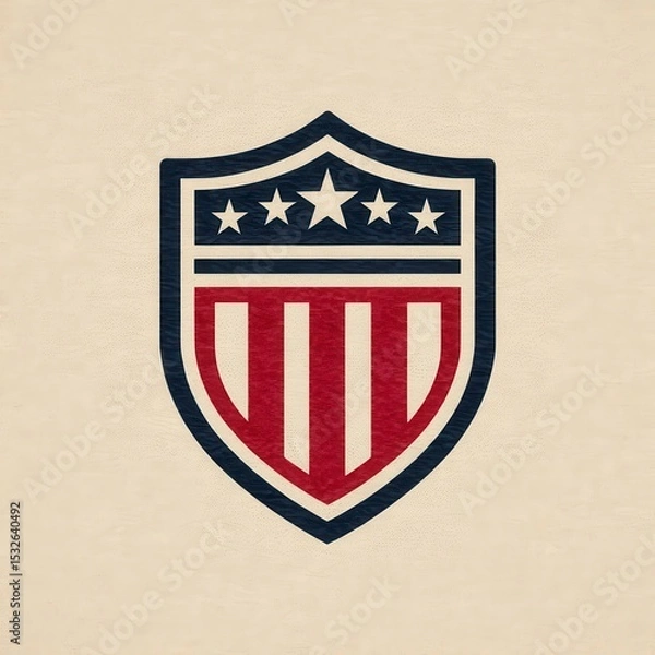 Fototapeta Minimal Creative Shield Emblem Design with Stars and Stripes