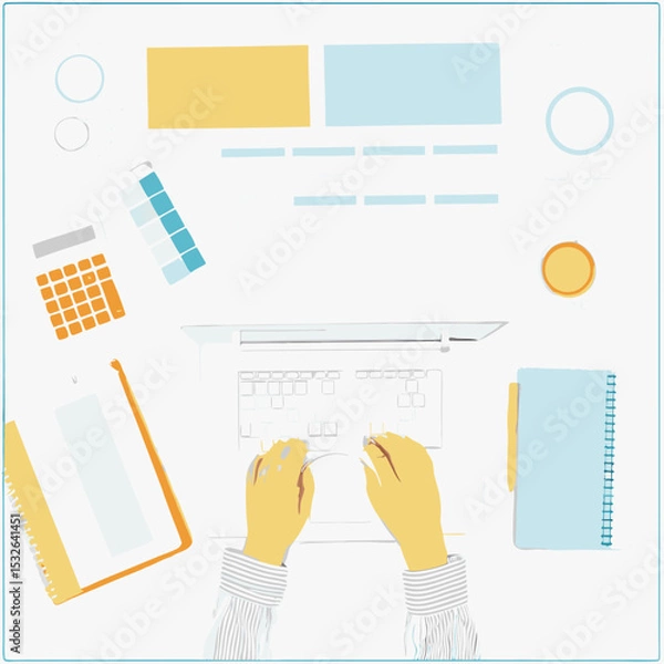 Fototapeta Vector business card design set with office icons and infographic elements
