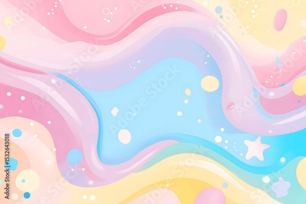 Obraz パステルカラーのかわいい波模様の抽象背景