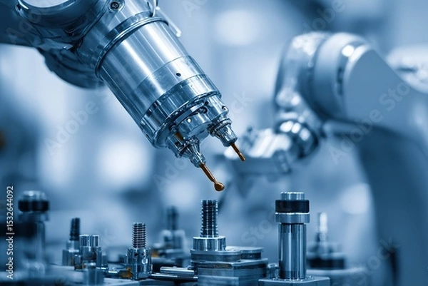 Obraz Advanced robotic arms performing precision assembly in a modern manufacturing facility