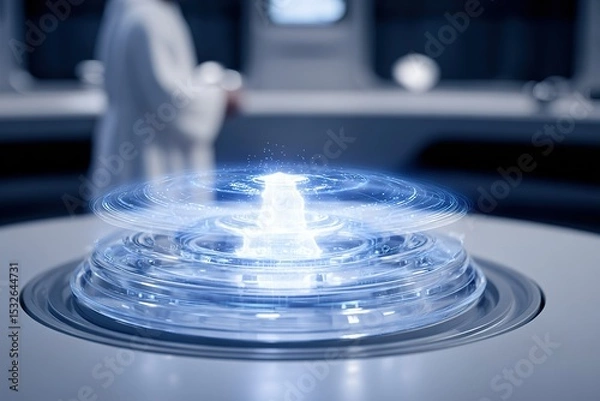 Obraz Futuristic laboratory with advanced technology showcasing a glowing energy core in a modern setting