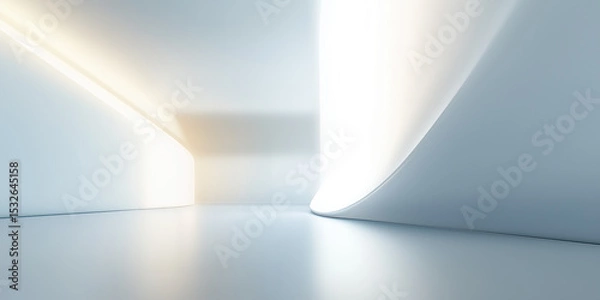 Fototapeta Futuristic abstract motion blur with blue color, glow warm light ray in perspective view. Soft smooth shape line, fade of color gradient. Empty space suit for modern future technology background.