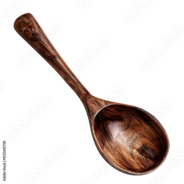 Fototapeta Beautifully crafted wooden spoon with smooth finish and rich grain, perfect for cooking and serving. Its elegant design adds rustic touch to any kitchen