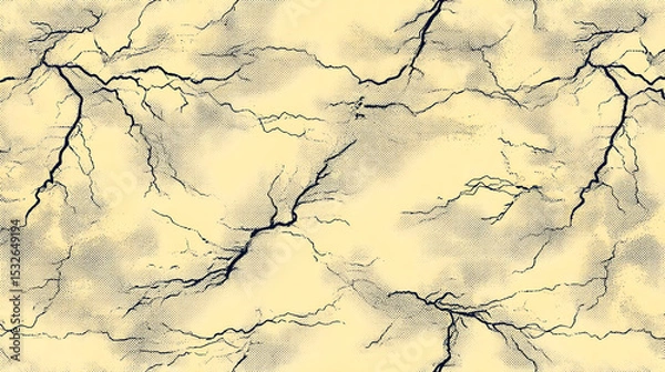 Fototapeta Sparkling lightning strikes half vintage comic book pattern